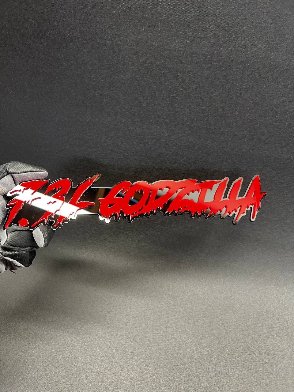 1X 7.3L Drip Godzilla Custom 3D Text Car Badge Fender Emblem Tailgate Toolbox 3D