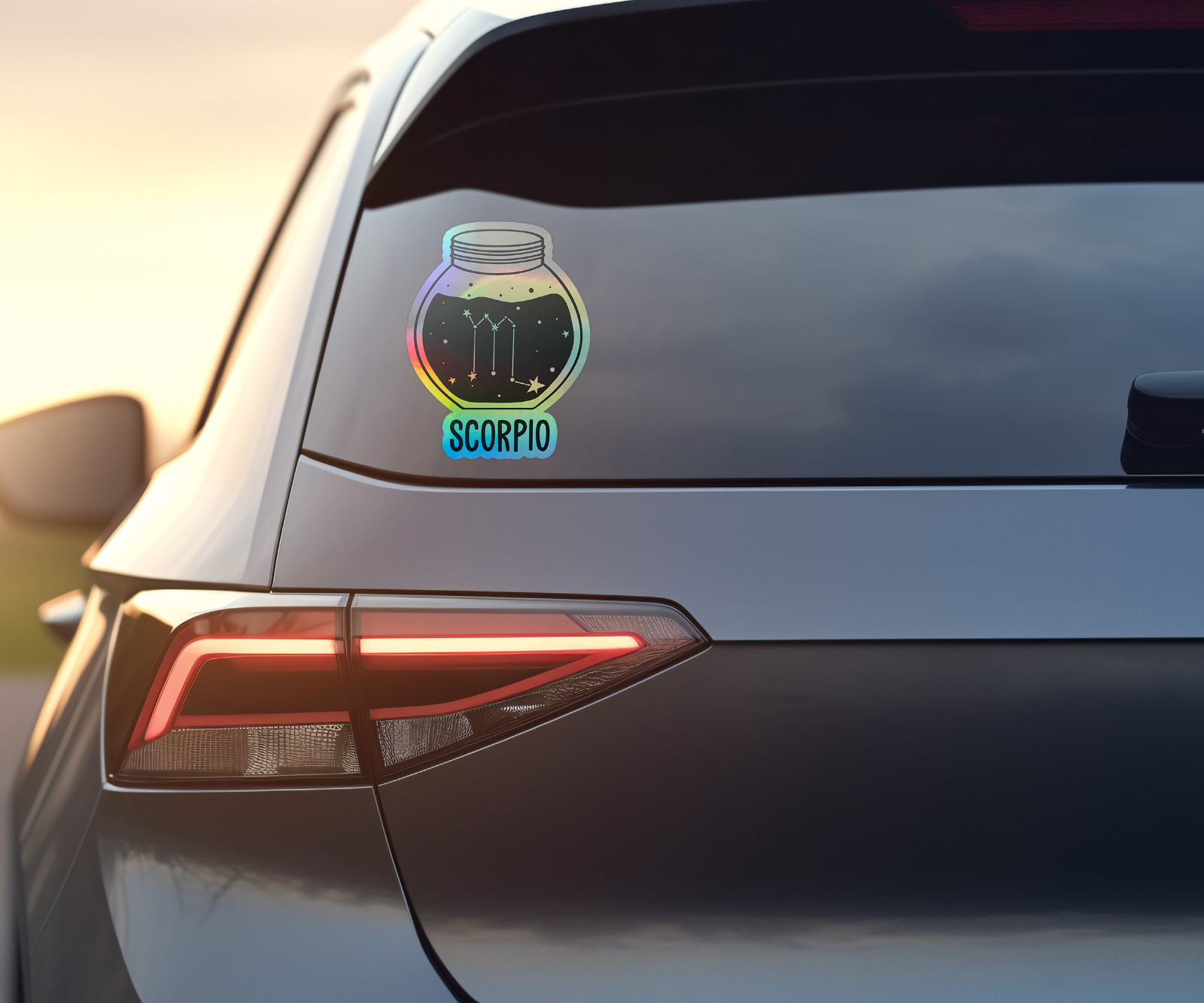 Scorpio Zodiac Bottle Holographic Vinyl Sticker – Astrology Decal