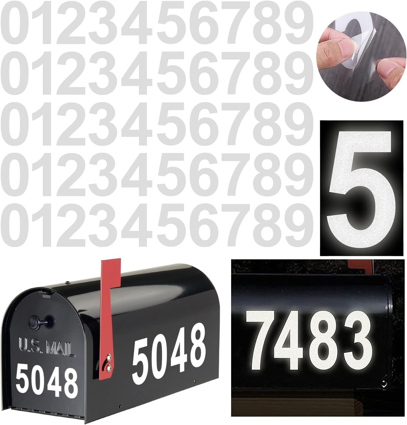 Modern 2" Waterproof Reflective Address Numbers – Die Cut Vinyl Decals Pack