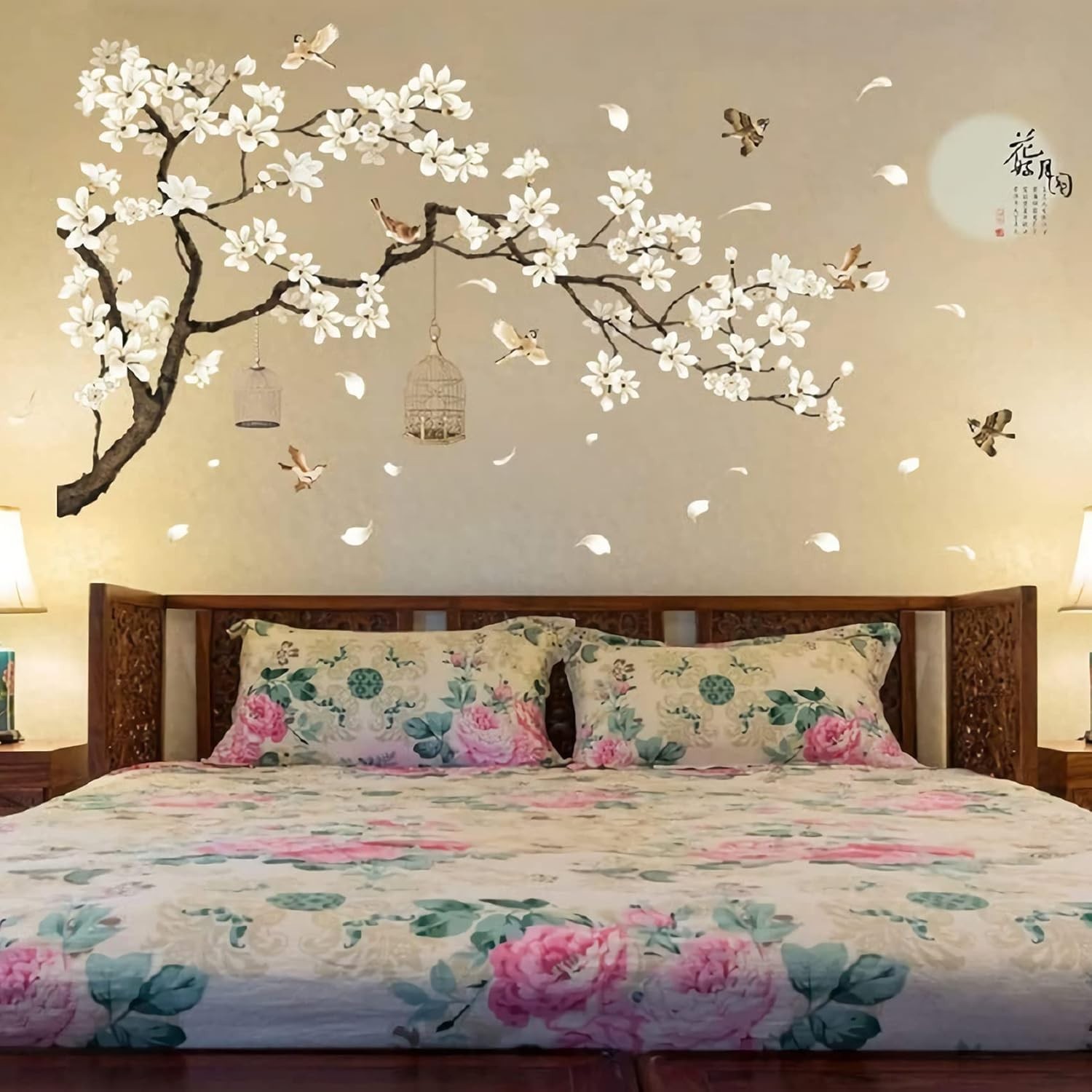 Large Cherry Blossom Tree Wall Stickers 50x74in Removable Peel & Stick Deco