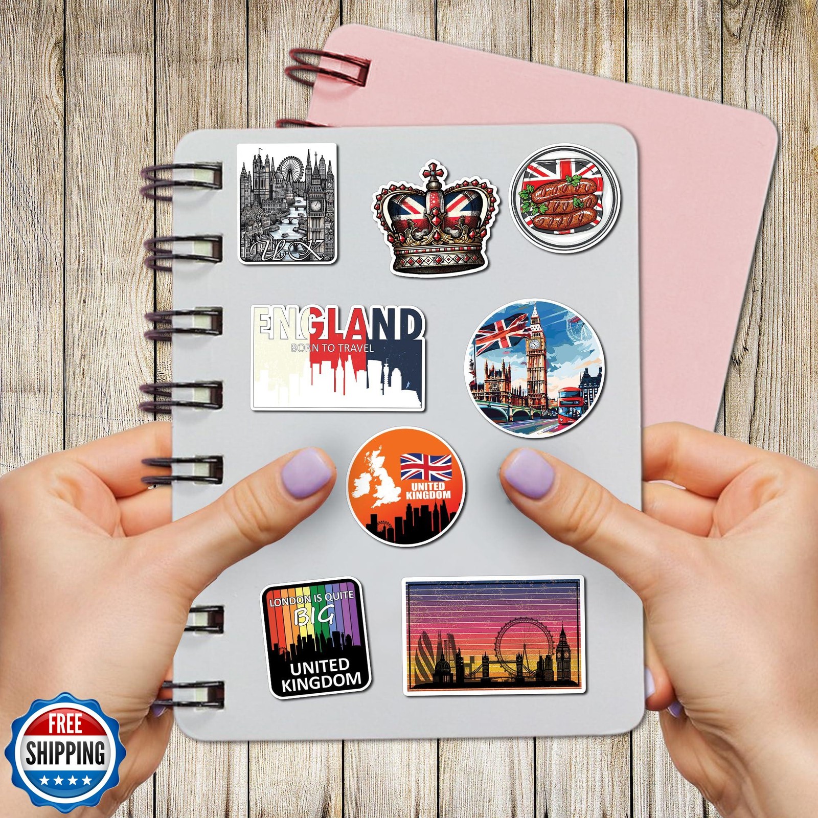 WESILY Pack 50 PCS UK England Travel Stickers British Theme Waterproof Vinyl