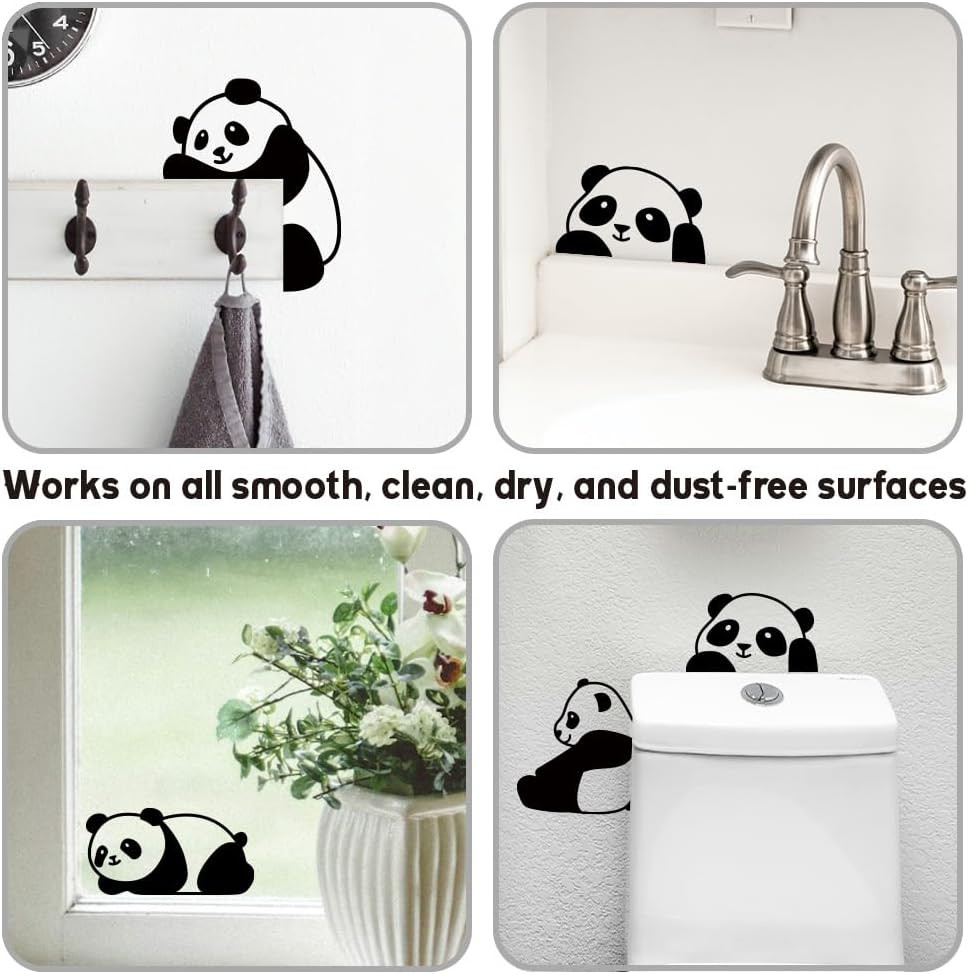 6Pcs Cute Panda Light Switch Stickers, 7X7 Inch Cartoon Pandas Wall Sticker Ligh