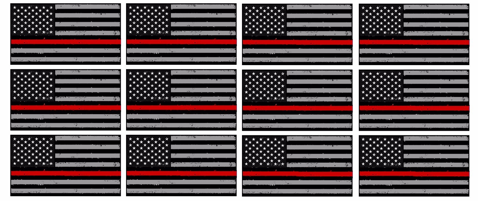 x12 Subdued Red Tattered Flag Firefighter 2" Helmet USA Vinyl Sticker Decal