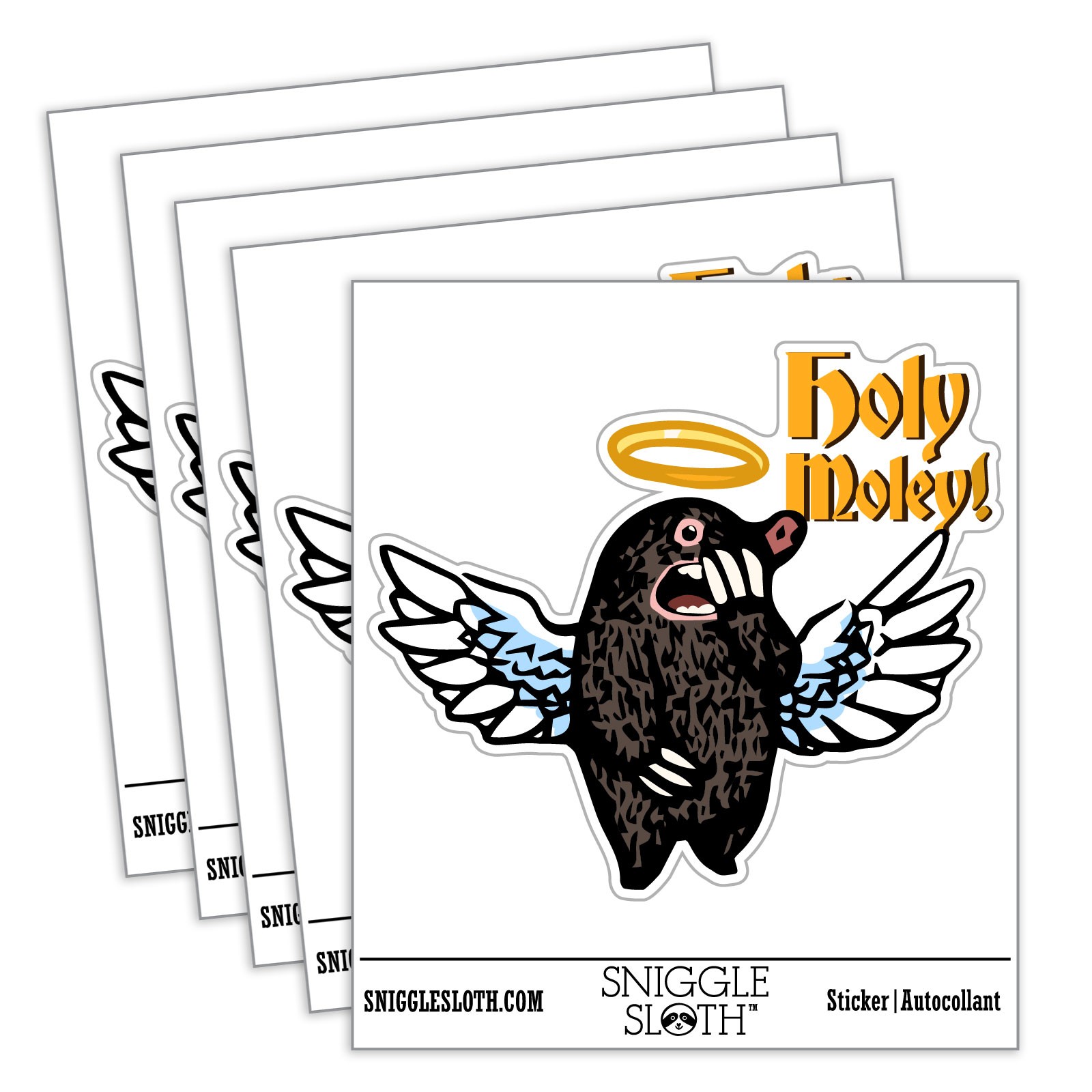 Holy Moley Angel Mole Wings and Halo Waterproof Vinyl Decal Sticker Set – 5 Pack