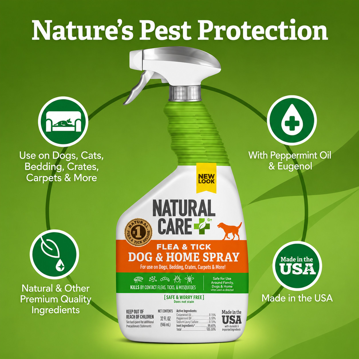 Natural Care Plus Flea & Tick Home Spray 32oz Plant Based