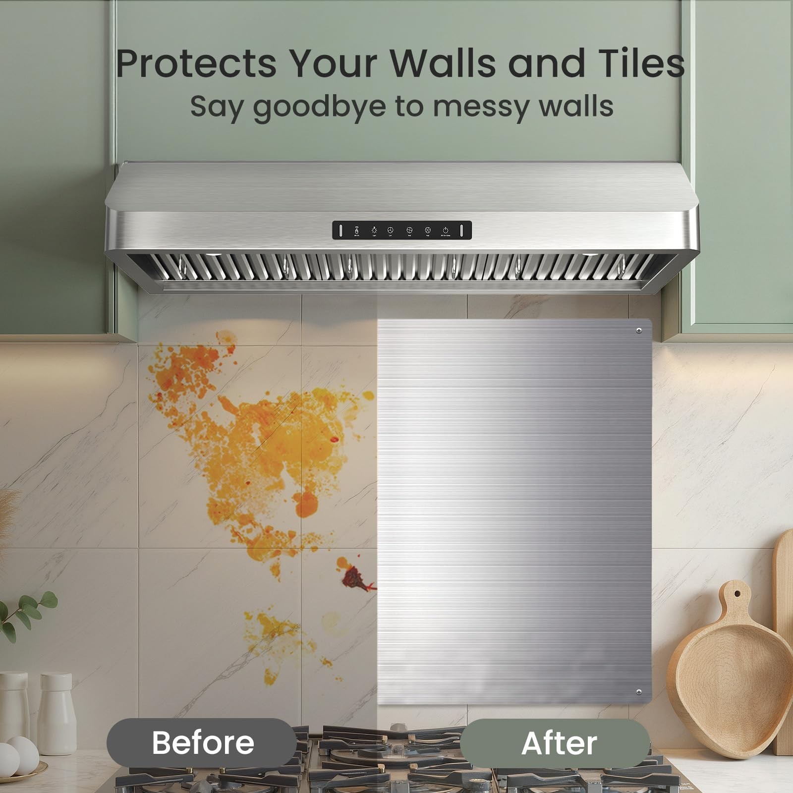 Kitchen Wall Shield – 24×30 Inch Stainless Steel Stove Backsplash for Easy