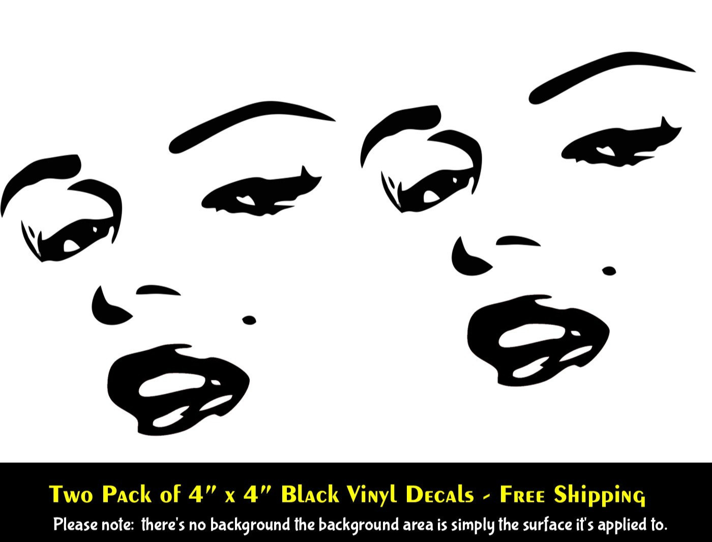 Norma Jean – Marilyn Monroe Two 4" Black Vinyl Decal Car Laptop Tablet Tumbler