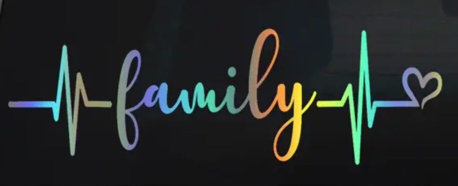 7Inch Metallic Family Heartbeat Decal
