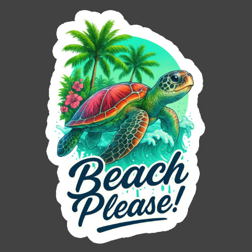 Sea Turtle Sticker Vinyl Decal Beach Please Funny Ocean Tropical Summer