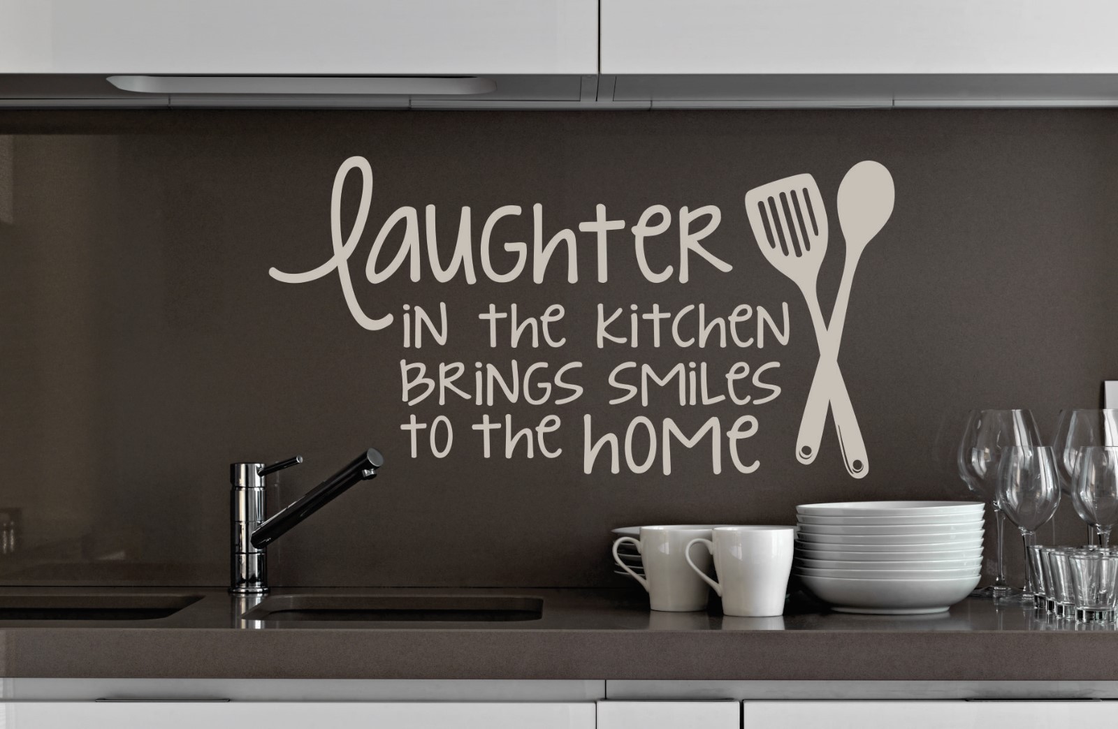 Laughter in the Kitchen Brings Smiles Vinyl Stickers Wall Decals Quote NEW 23×12