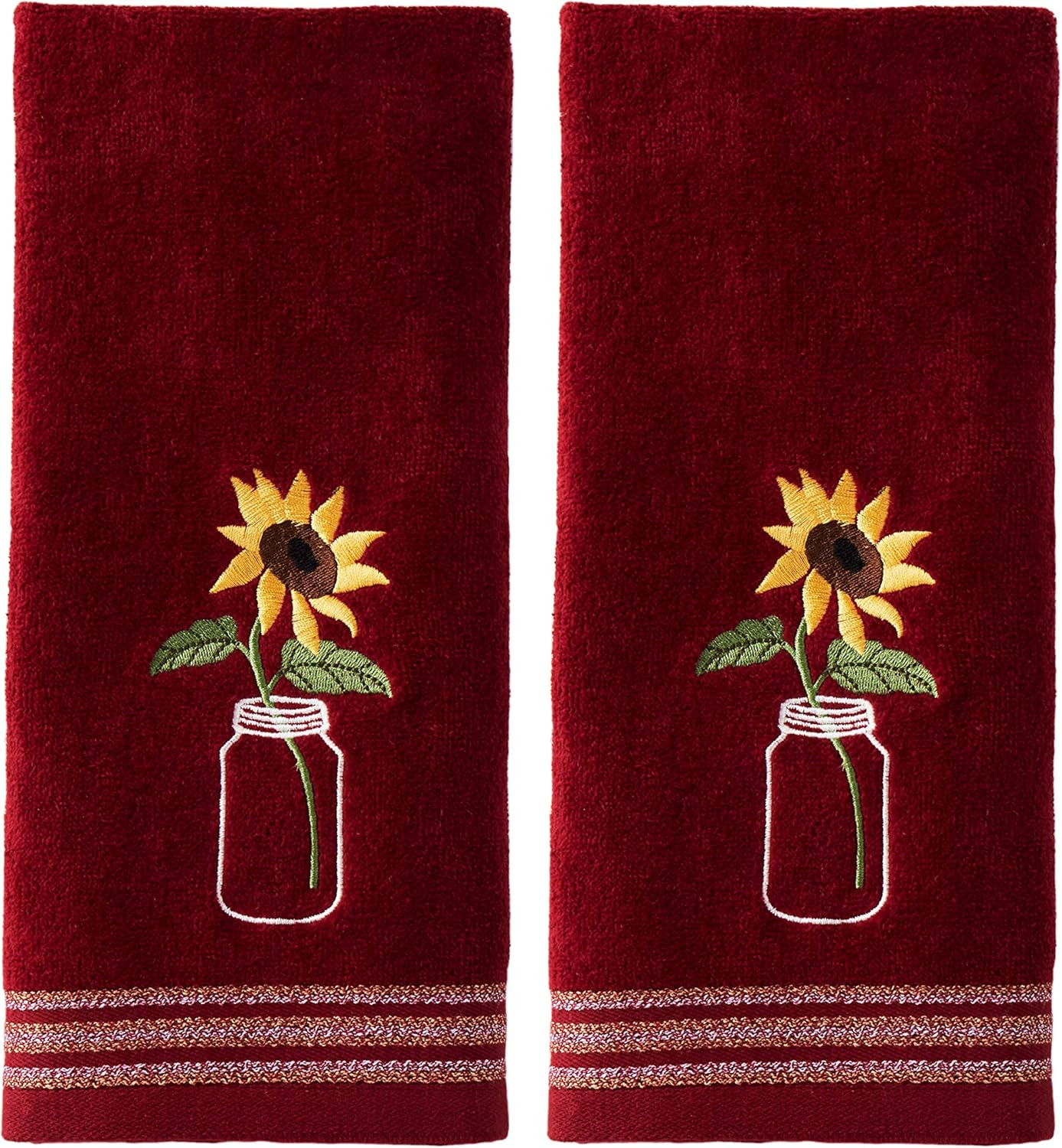 by Sunflower In Jar 2 Pc Hand Towel Set, Wine
