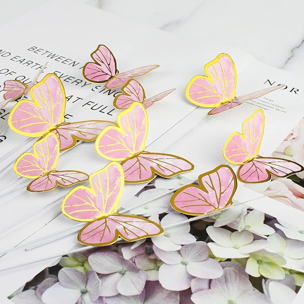 Elegant 11-Piece Gold Butterfly Cake Decor Set for Magical Girls' Celebrations