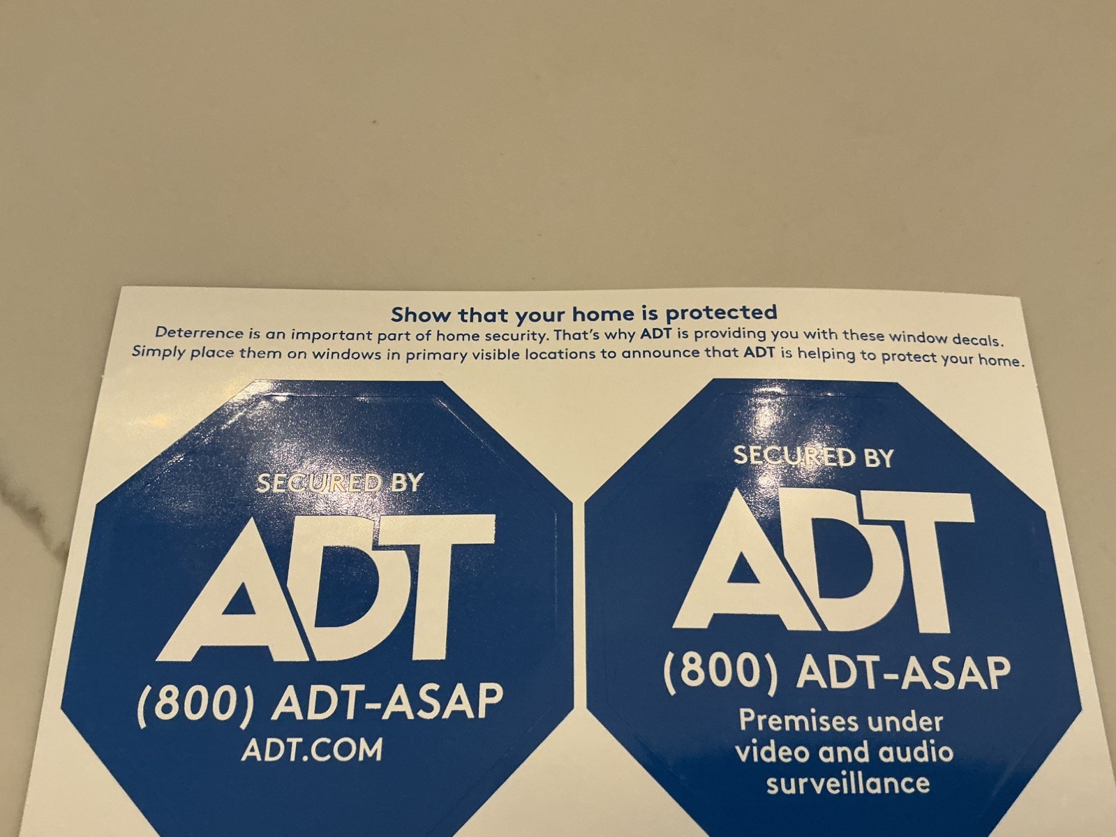 A D T 4 Count / 1 Sheet Security Alarm Window Stickers/Decals