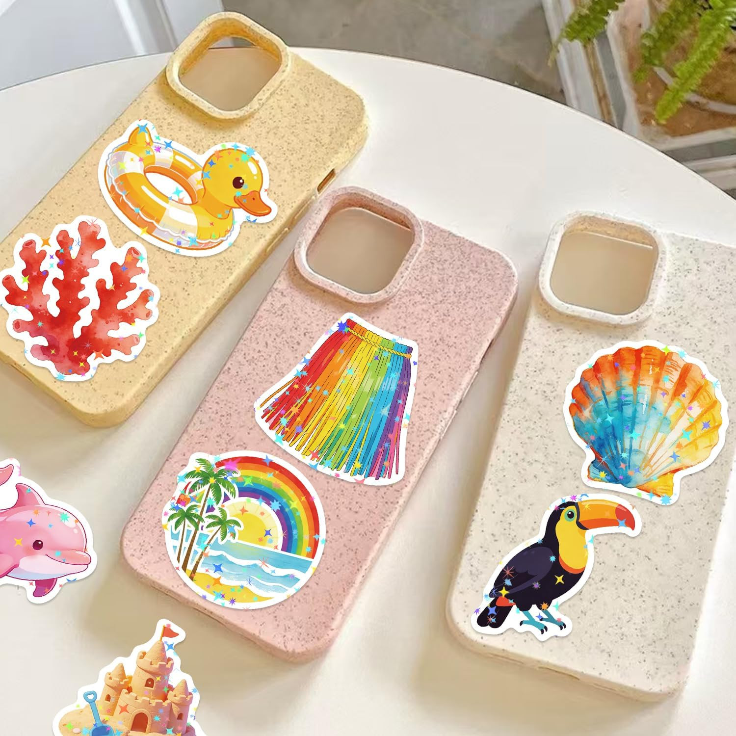 100 PCS Summer Vinyl Hawaiian Beach Stickers for Kids and Teens