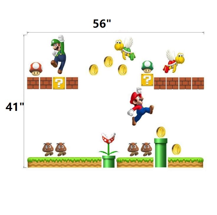 NEW Super Mario Bros Removable Wall Stickers Decal Kids Home Decor ship from U.S