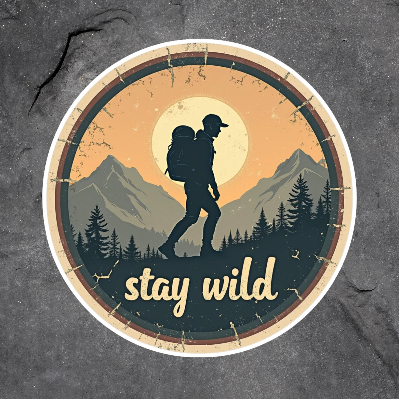 Stay wild sticker vinyl decal hiking camping mountain adventure nature outdoors