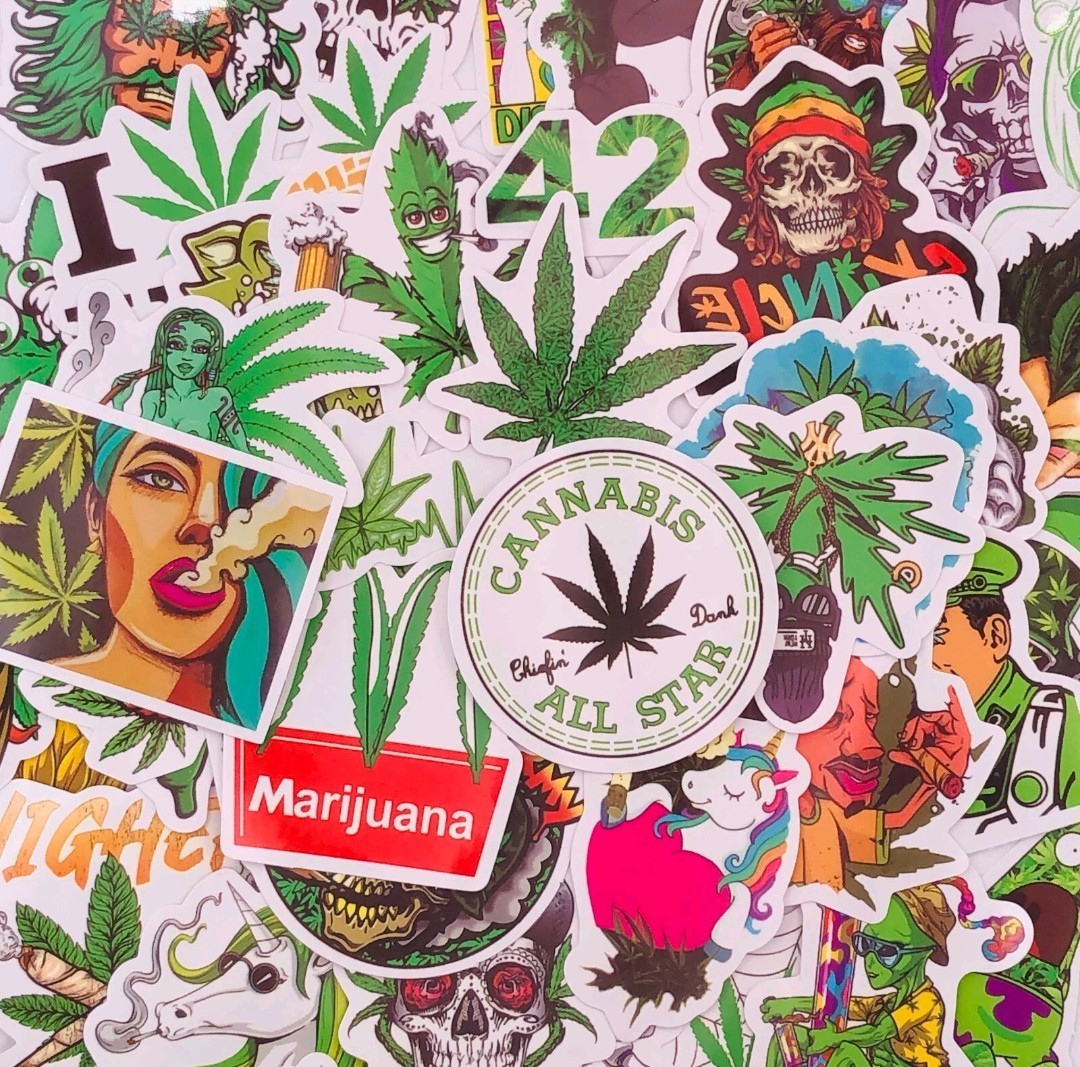 10 Pc 420, Weed, Cannabis, Marijuana, Vinyl Sticker Decals Pack, Funny, Adult