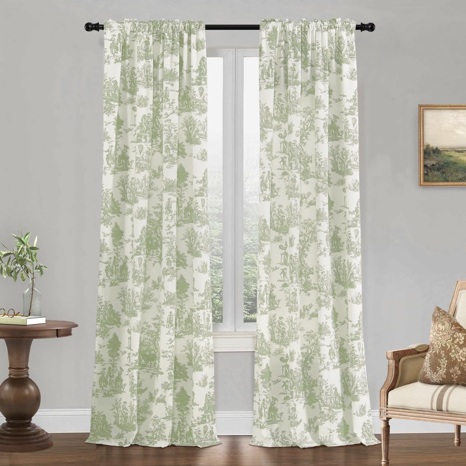 Sage Green Curtains 84 Inch Length for Living Room 2 Panels Set Spring Countr…