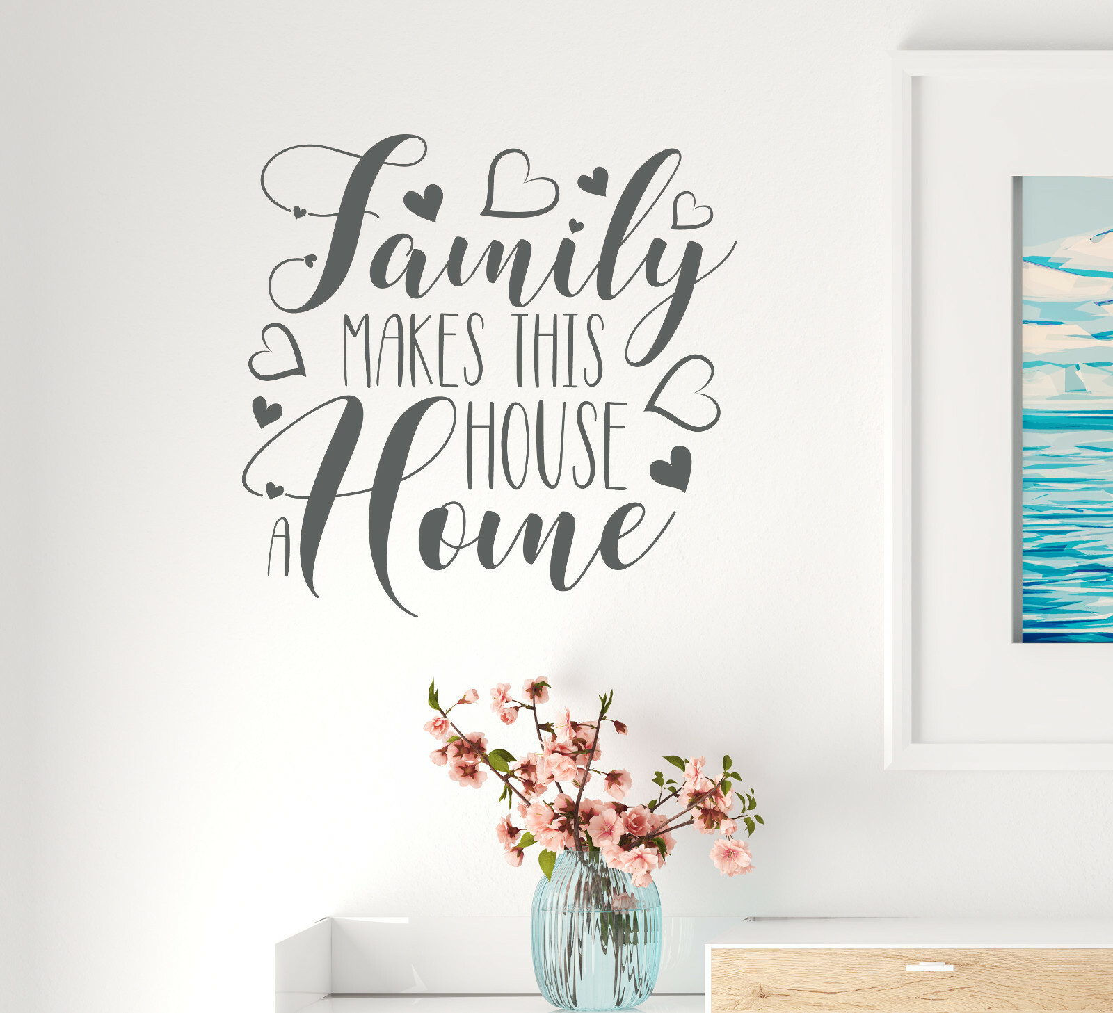 Vinyl Wall Decal Lettering Family Welcome Stickers 22.5 in x 22.5 in Grey gz319