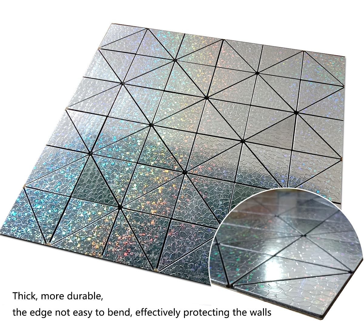 Peel and Stick Backsplash Tiles, Rainbow Triangle Aluminum Surface Metal Mosa…