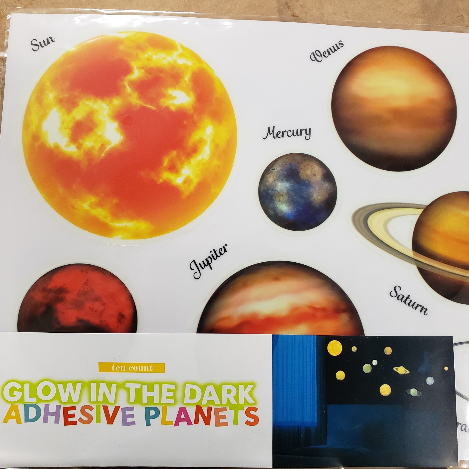 Glow In The Dark Adhesive Planet Stickers 2 Sets Included