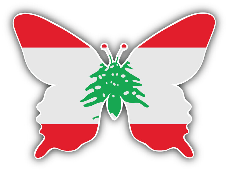 Lebanon Butterfly Flag Car Bumper Sticker Decal