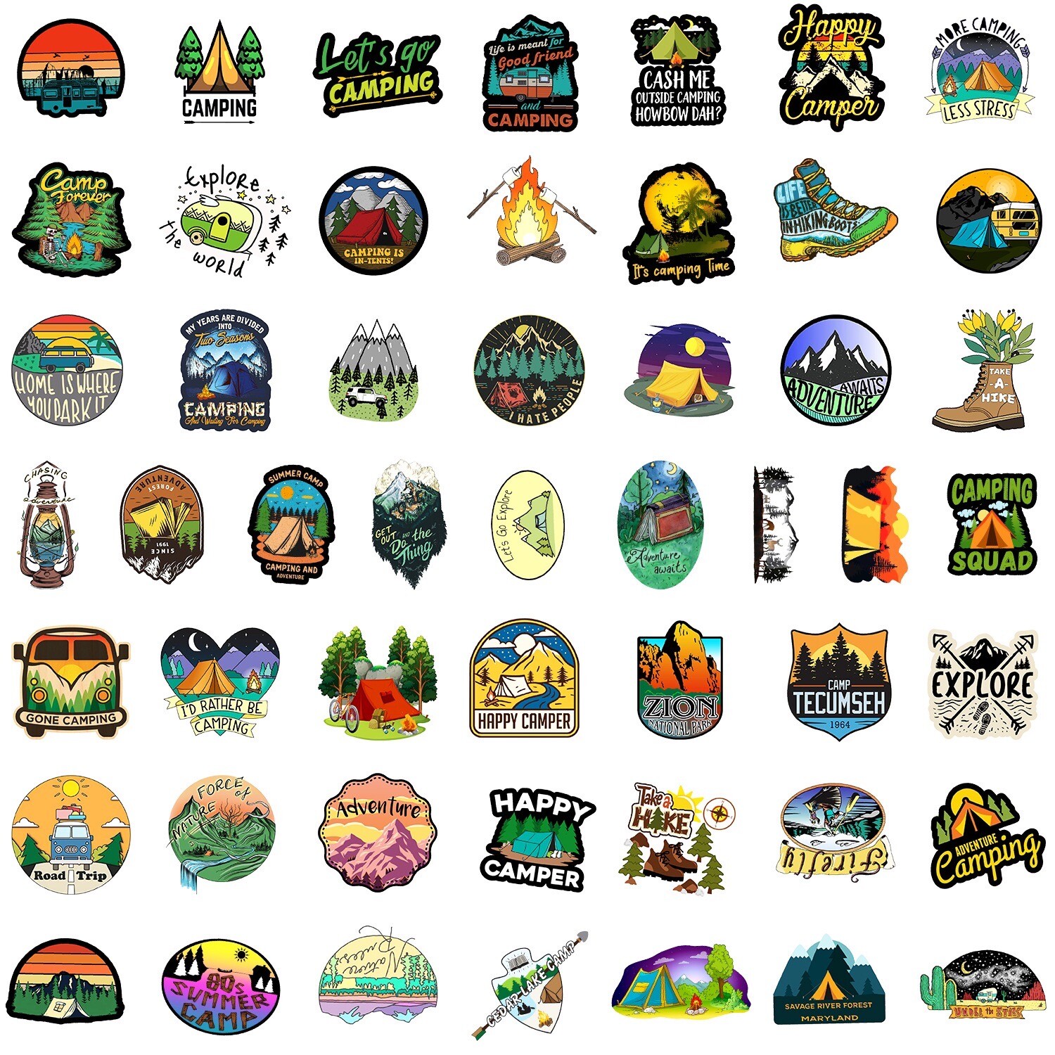 10 Random Outdoors Camping Stickers Nature Decals Laptop Hydro Car Free Shipping