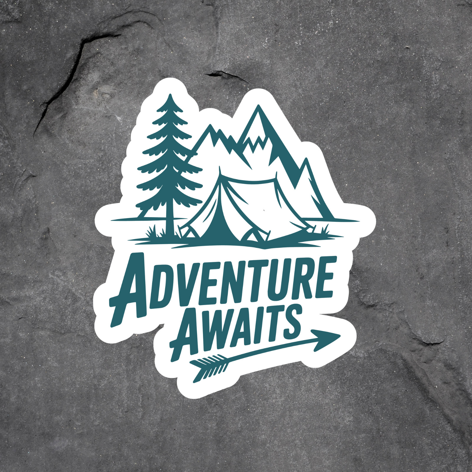 Camping Sticker Vinyl Decal Adventure Awaits Tent Mountain Outdoor Trip