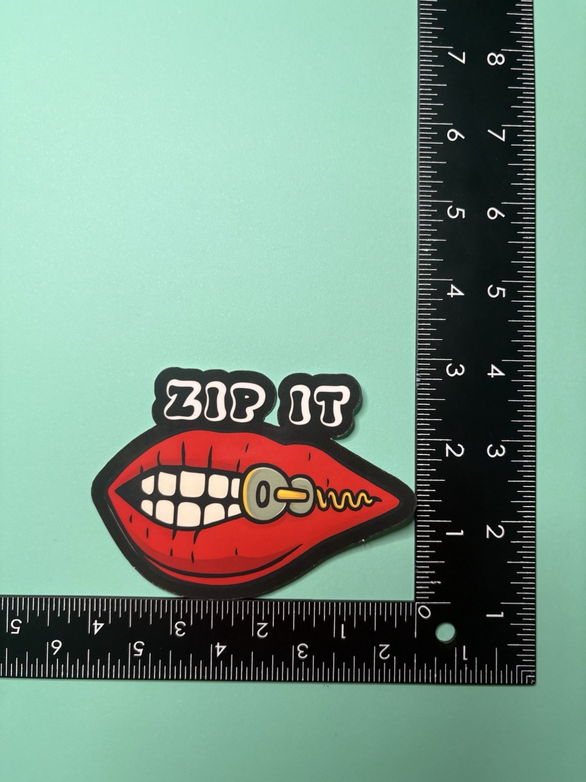 ZIP IT Red Lips Zipper Mouth– Funny Vinyl Decal for Laptops, Water Bottles