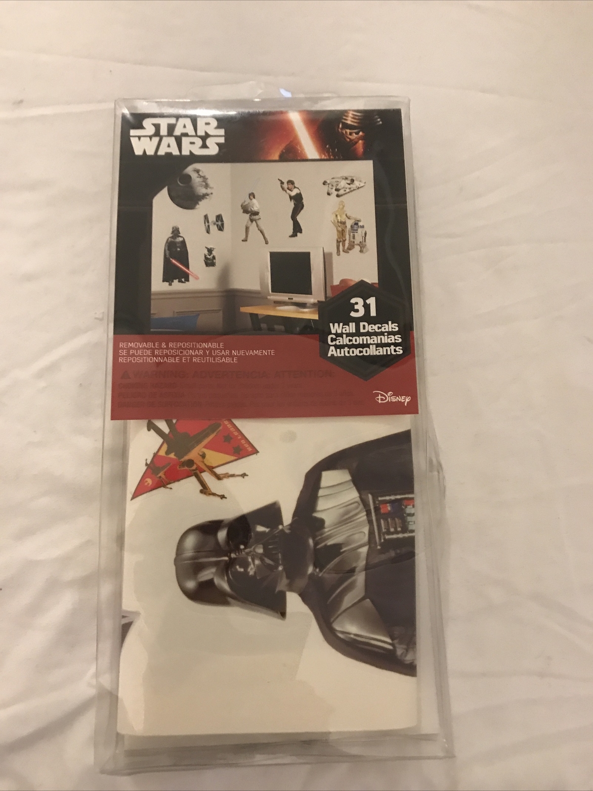 Brand New Sealed Package Disney Star Wars Peel & Stick 31 Wall Decals