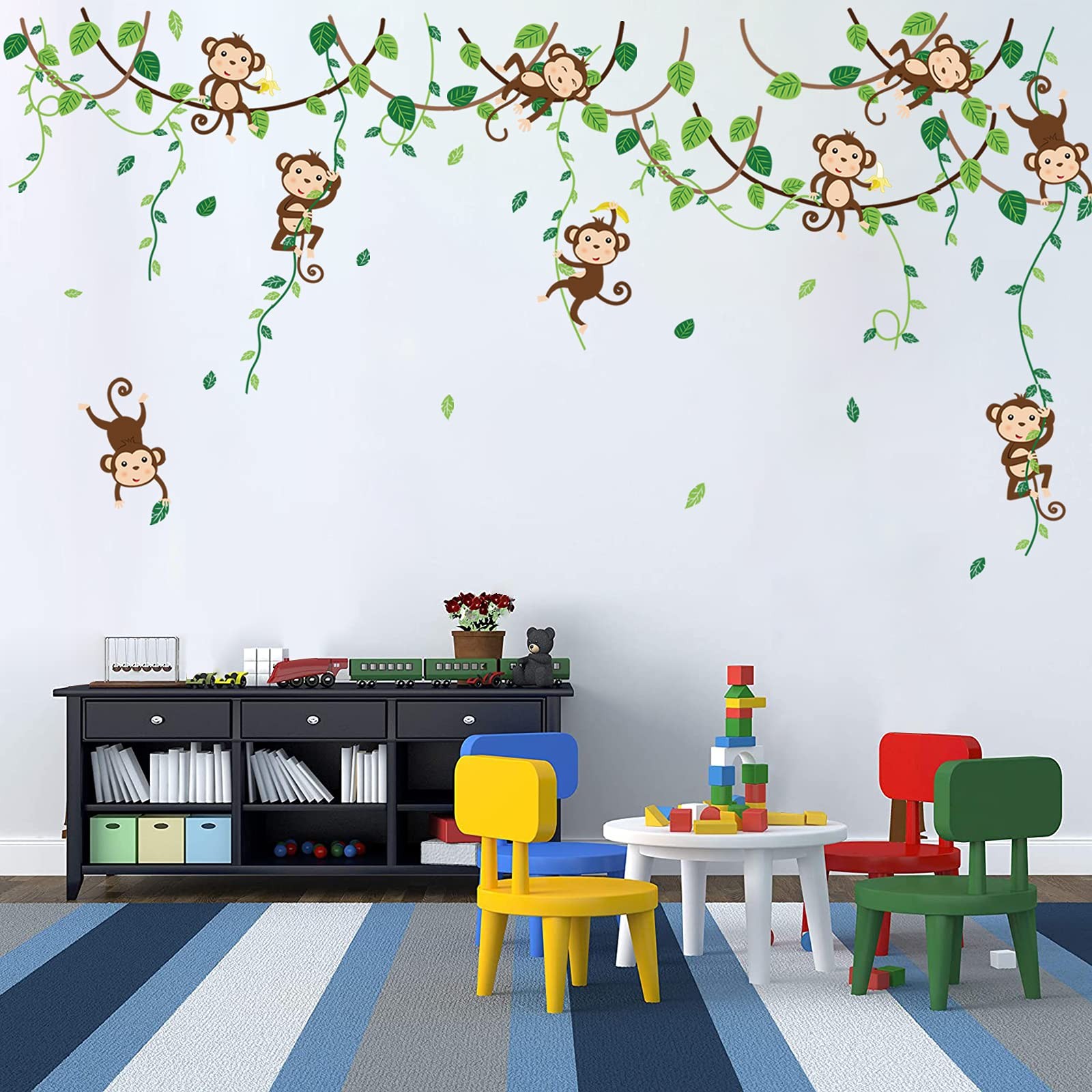 Monkey Climbing Tree Wall Decals Jungle Animals Wall Stickers Kids Room Baby …