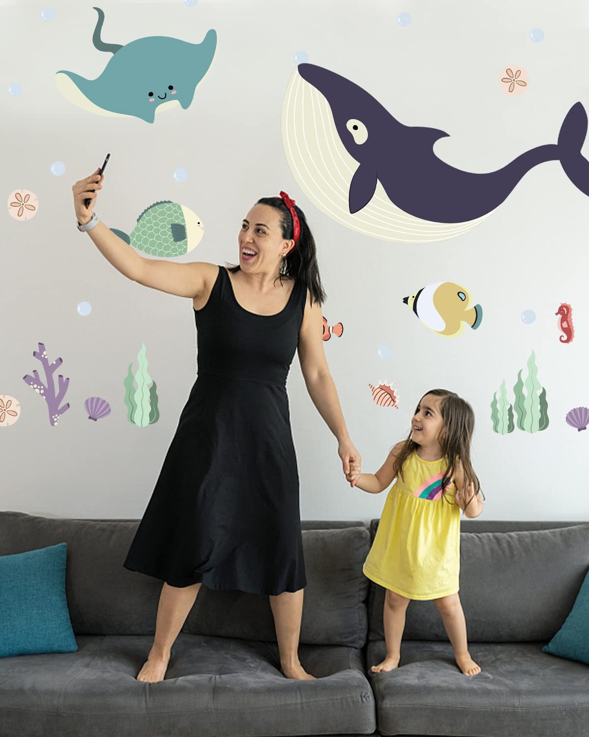 93pcs Ocean Animals Wall Decals Peel and Stick, Ocean Wall Stickers for Baby …