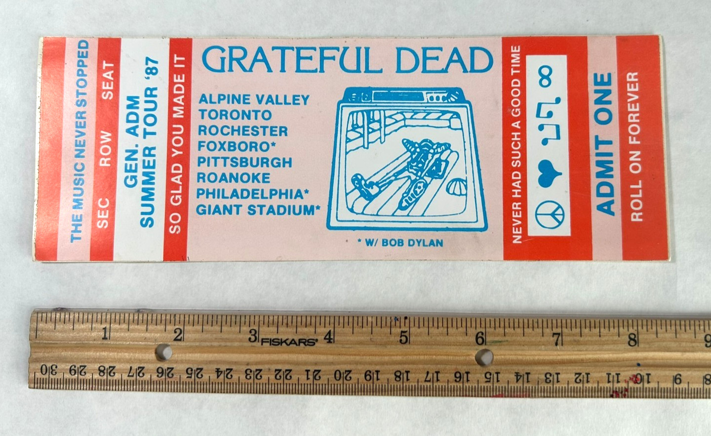 Vintage GRATEFUL DEAD decal- Summer Tour '87