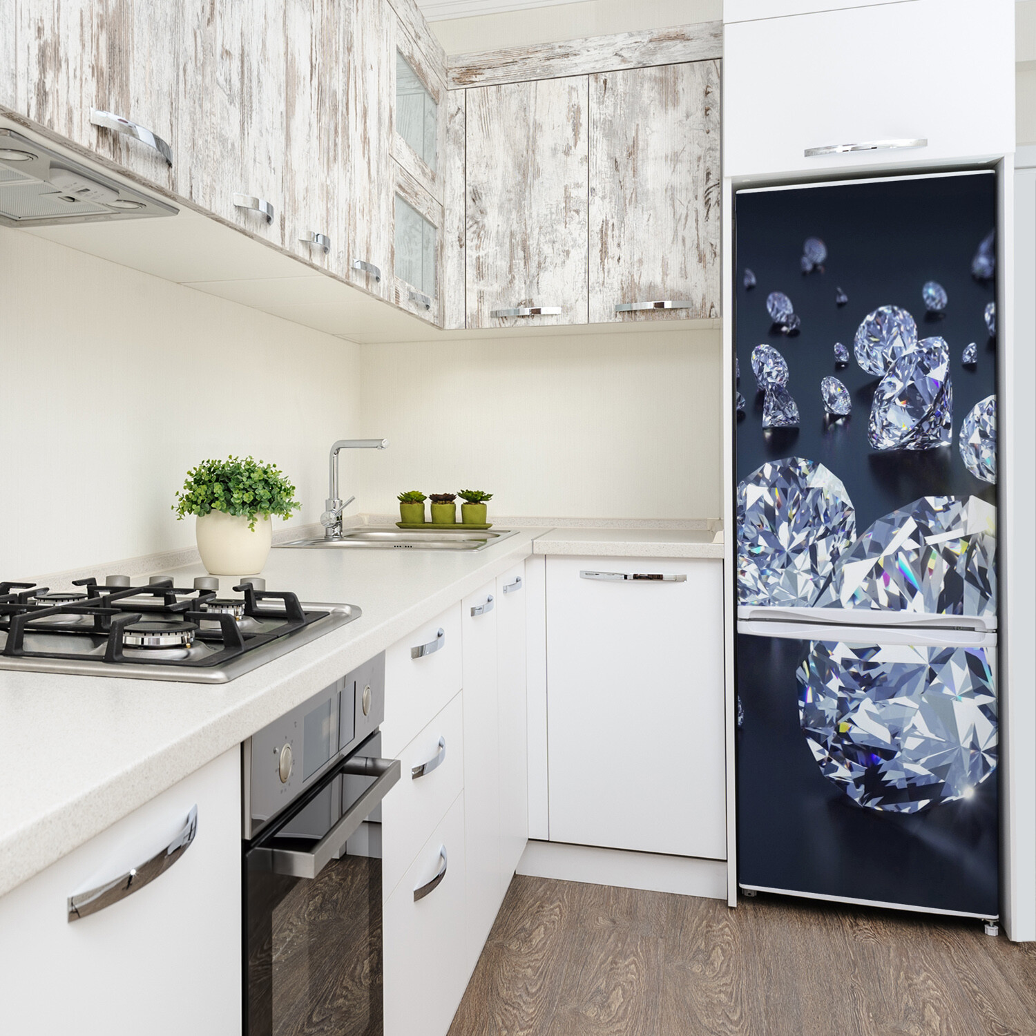 Magnet Sticker Refrigerator Wall wrap removable Peel & Stick Decal diamonds