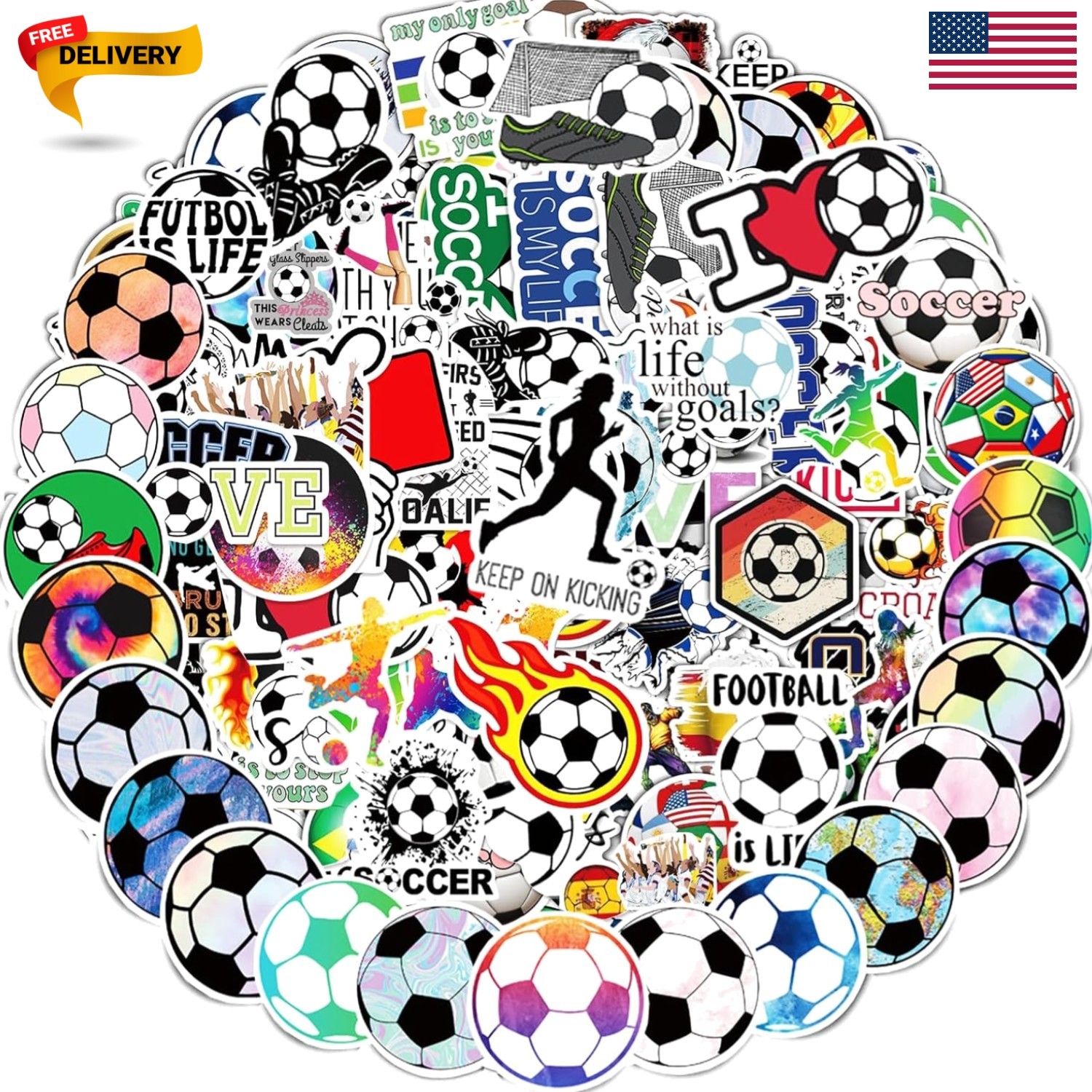 100 PCS 2026 World Cup Soccer Stickers for Boy Girls Kids Teens, Waterproof