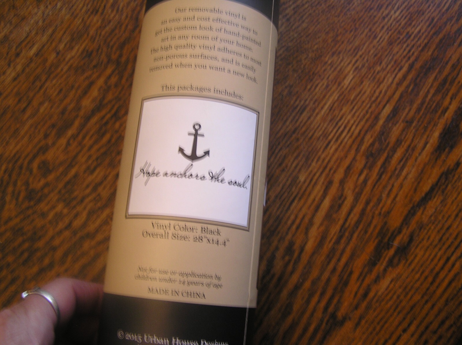 Urban House Design Vinyl Black Wall Art HOPE ANCHORS THE SOUL 28" x14.4"~~NIP!!