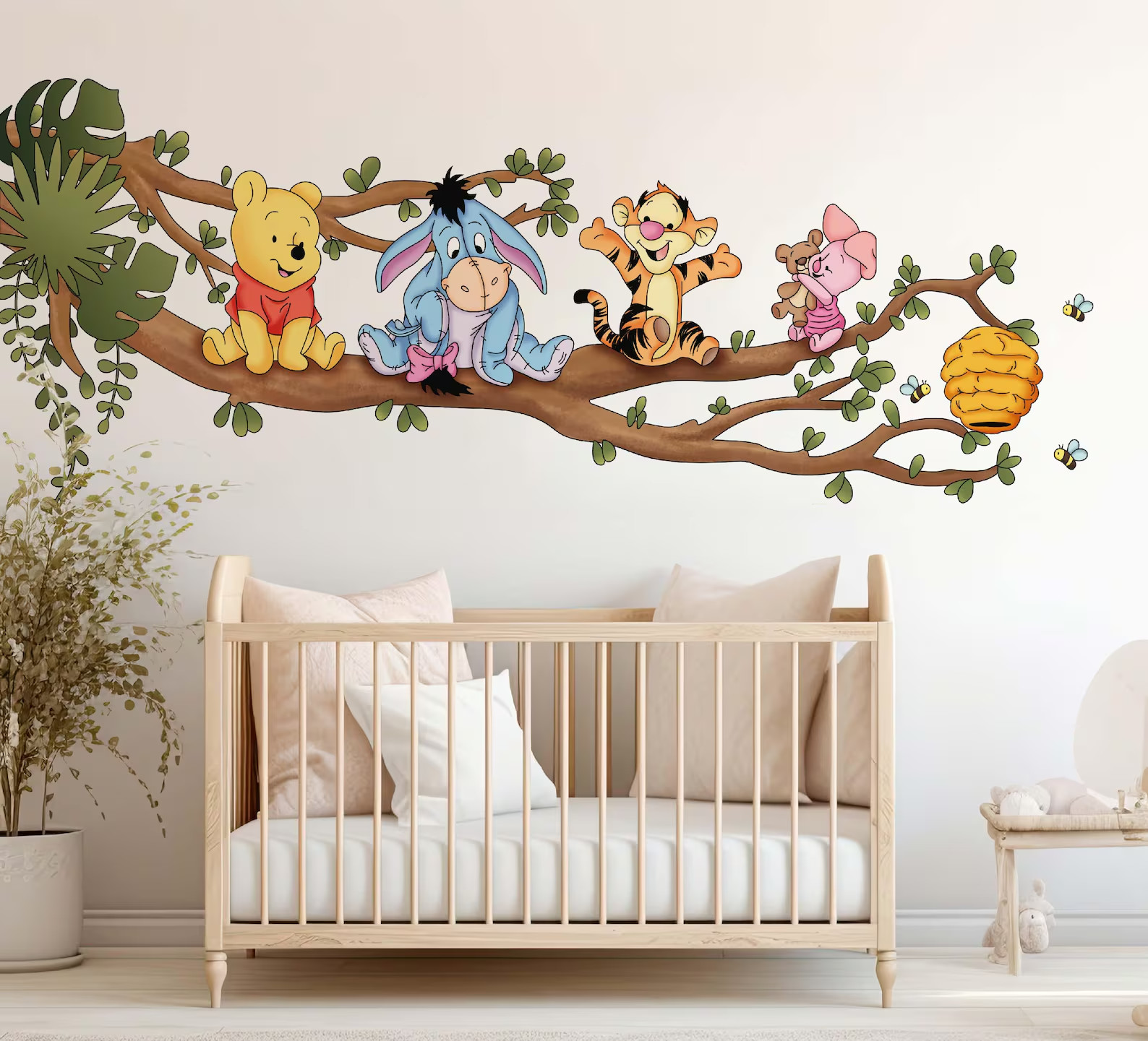 Winnie Wall Sticker Winnie On Tree Wall Mural Eeyore Wall Art Nursery Wall Decal
