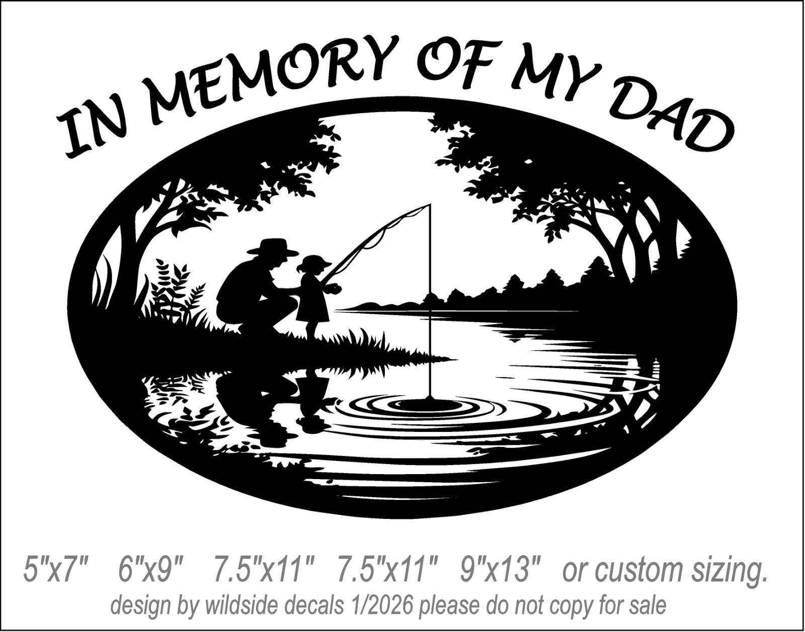 In Memory of My Dad Decal Father and Daughter Fishing on Lake Vinyl Sticker