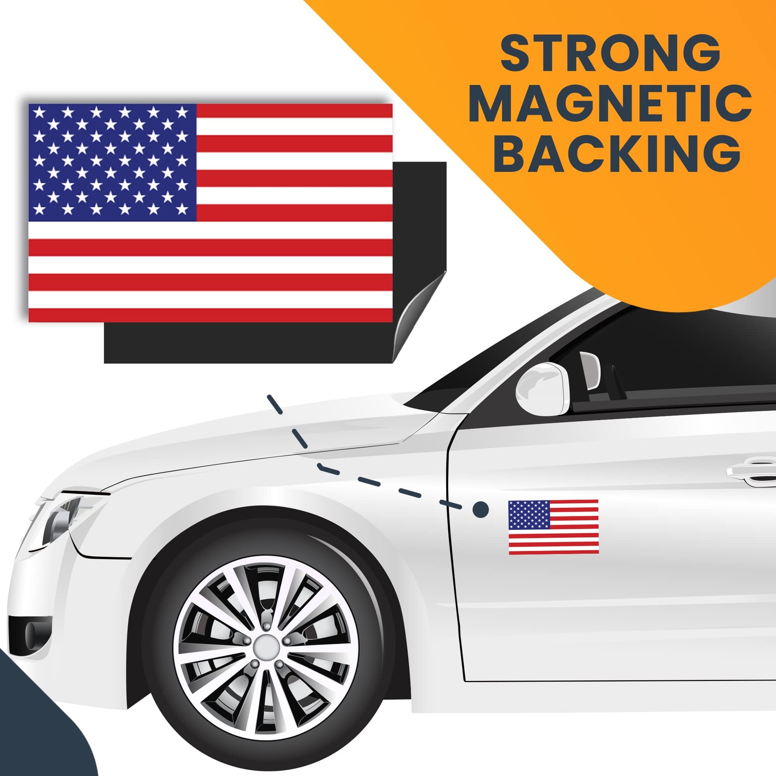 Magnet Me Up American Flag Decal, 3×5 inches, Red, 3"x5", 1 Pack