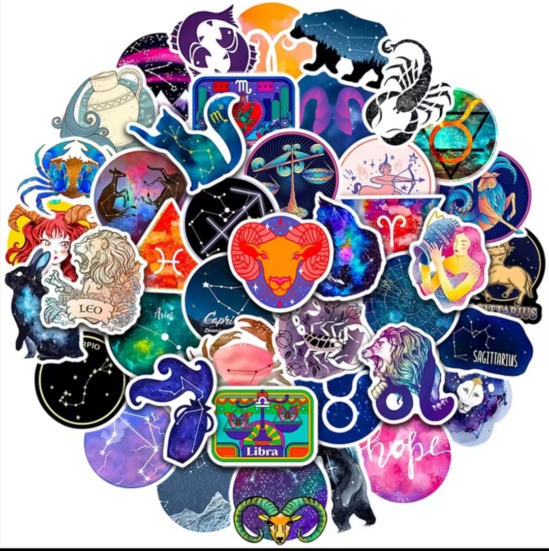 10 PCS Zodiac Constellations Galaxy Astrology Astronomy Stickers BRAND NEW