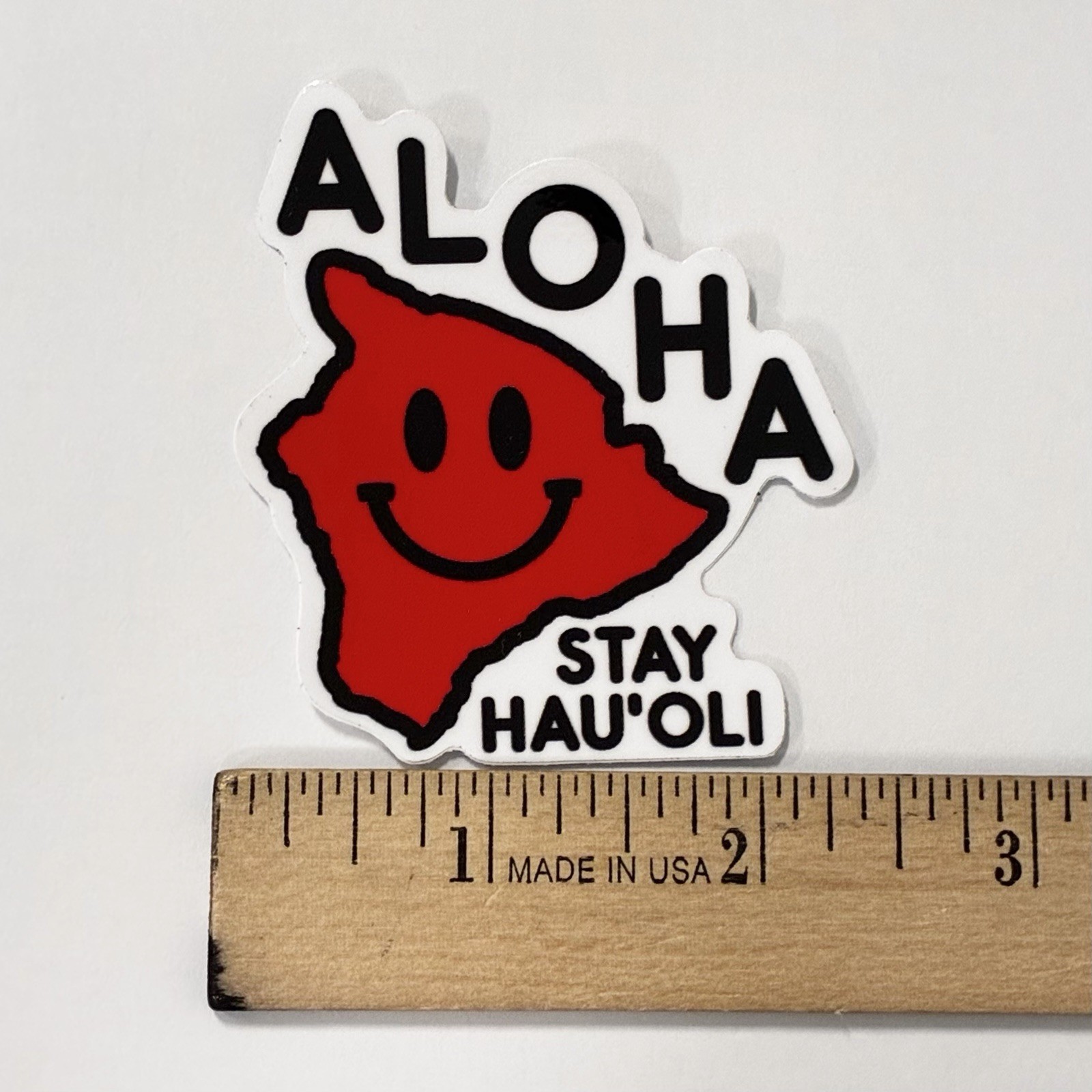 Big Island Hawaii Aloha Hauoli Hawaiian Island Vinyl Sticker Die Cut Red 2.5 In