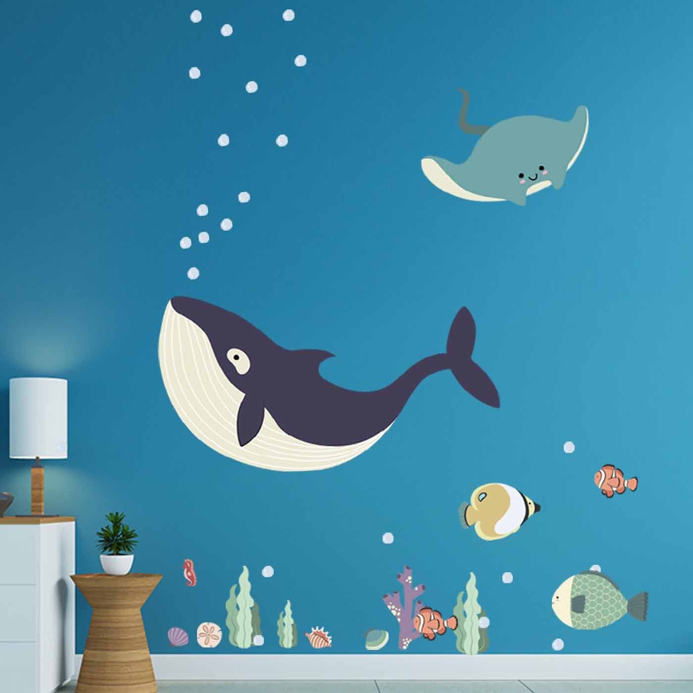 93pcs Ocean Animals Wall Decals Peel and Stick, Ocean Wall Stickers for Baby …