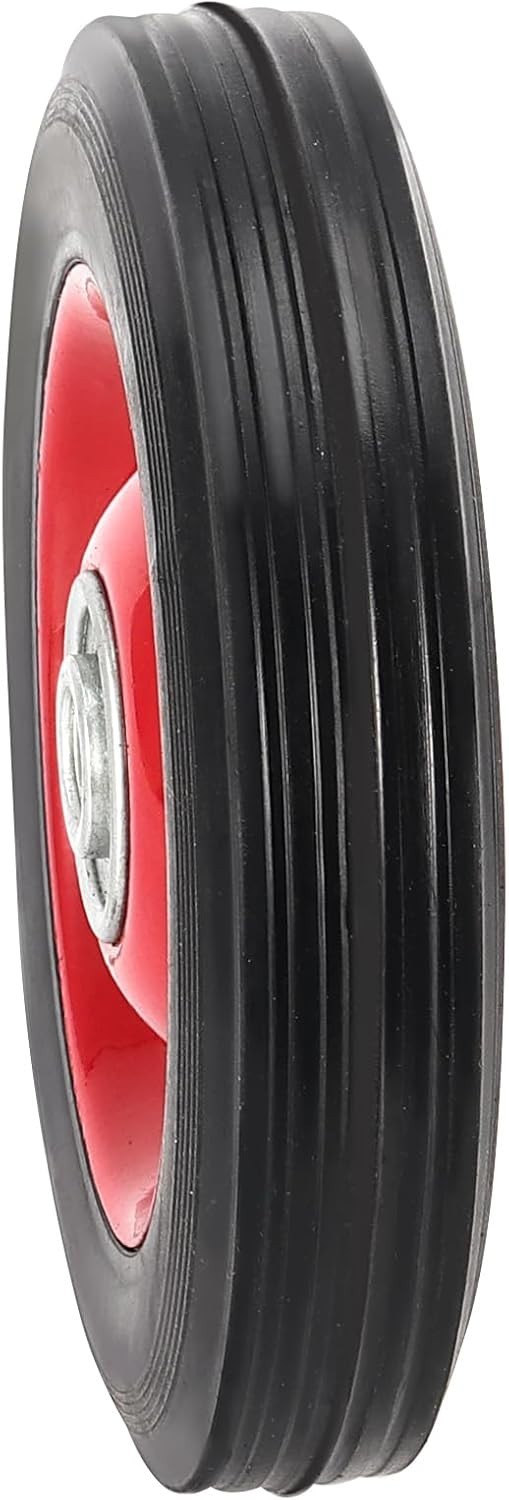 4 Pack 8 x 1.75 Inch Solid Rubber Wheel, Flat Free 4 PCS 8 x Inch, Red