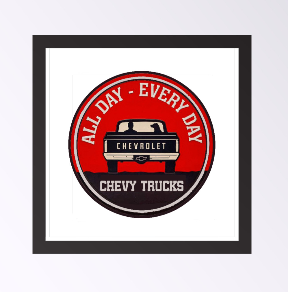 Car Classics "Chevy Trucks" – 4" Handcrafted Vinyl Decal Cooler Vehicle Laptop