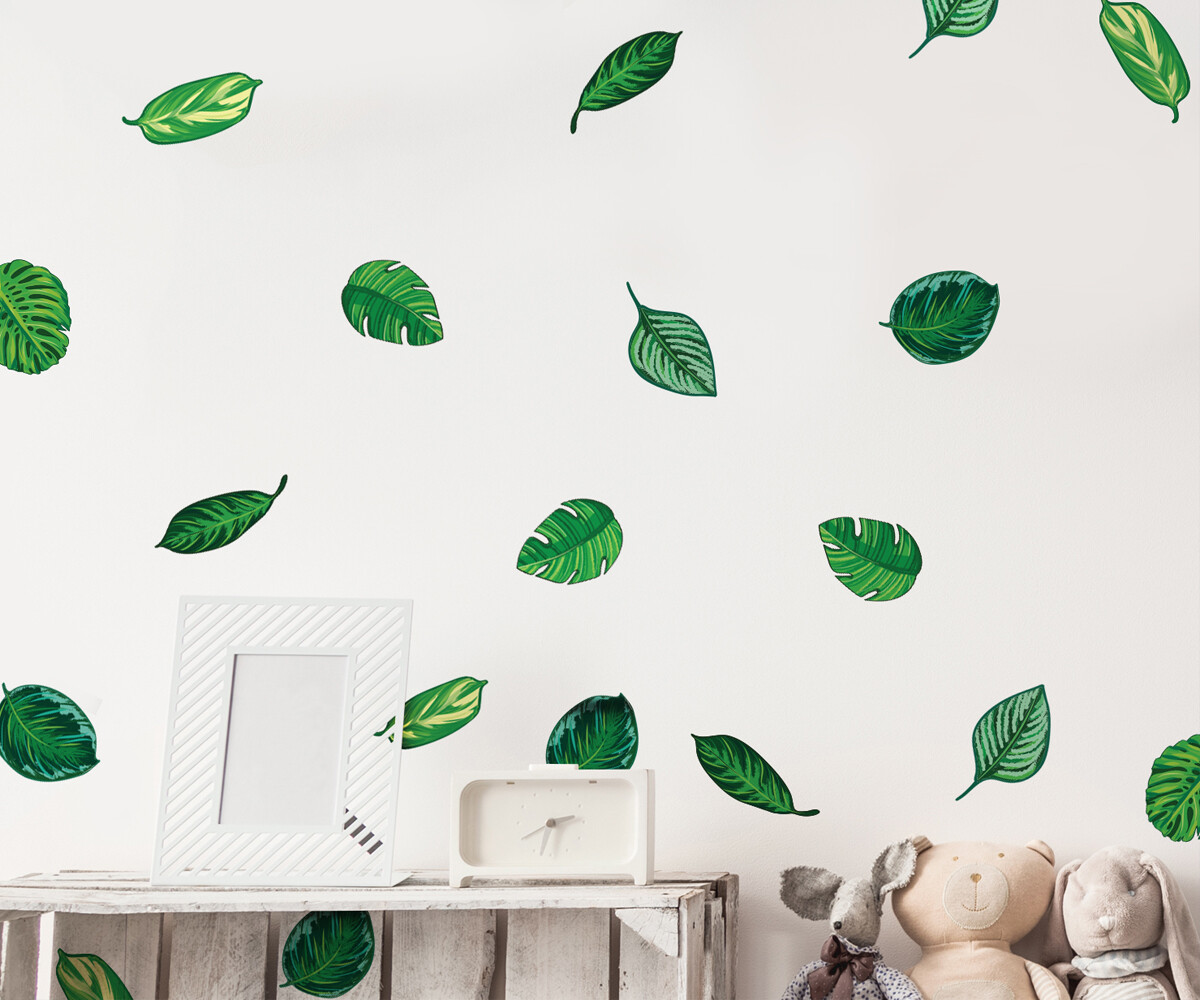 Tropical Plant Leaves Wall Decal, Hawaiian Party Beach Theme Decor. #6094