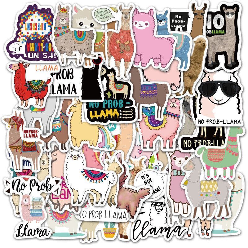LLAMA & ALPACA Waterproof Stickers [A] NoProb-LLAMA Removable Vinyl Laptop Decal