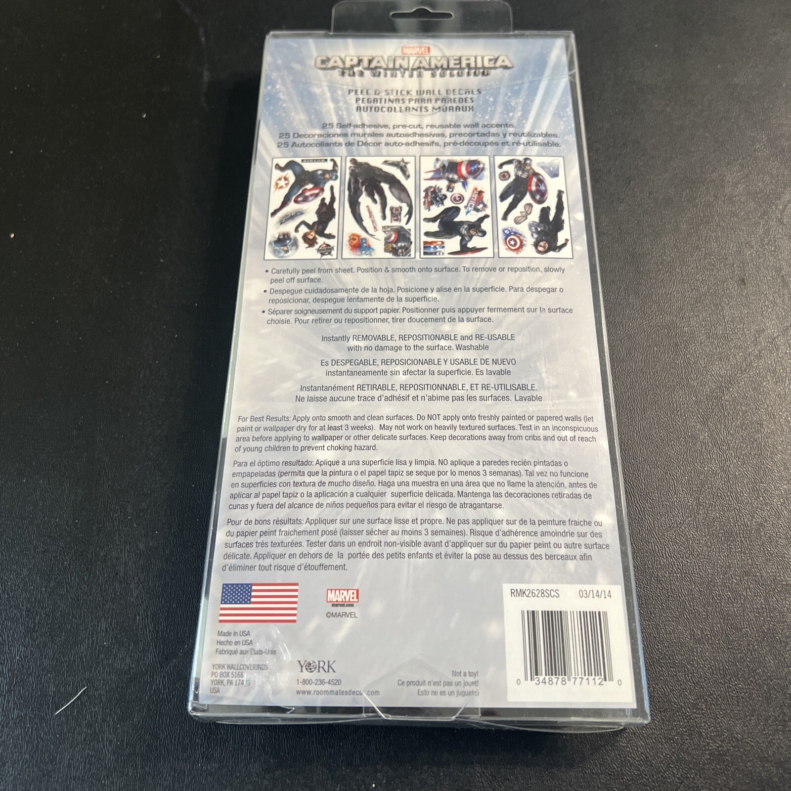 Roommates marvel Captain America Peel and stick wall decals