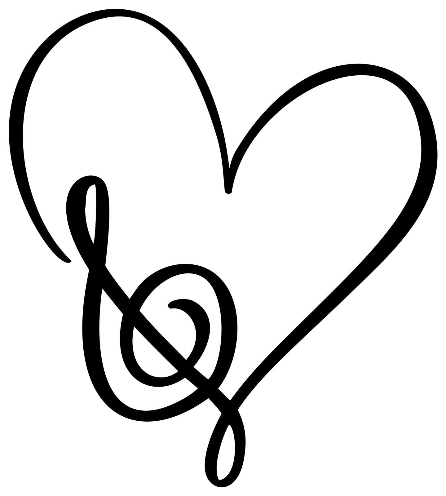 4” Music Sticker Heart Calligraphy Pretty Swirl Change Abstract Love Forever