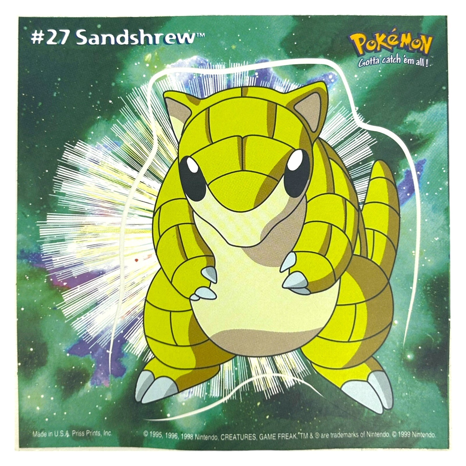 Pokemon Collect ’em Stick-Ups Sandshrew #27 Large 4” Sticker Priss Prints