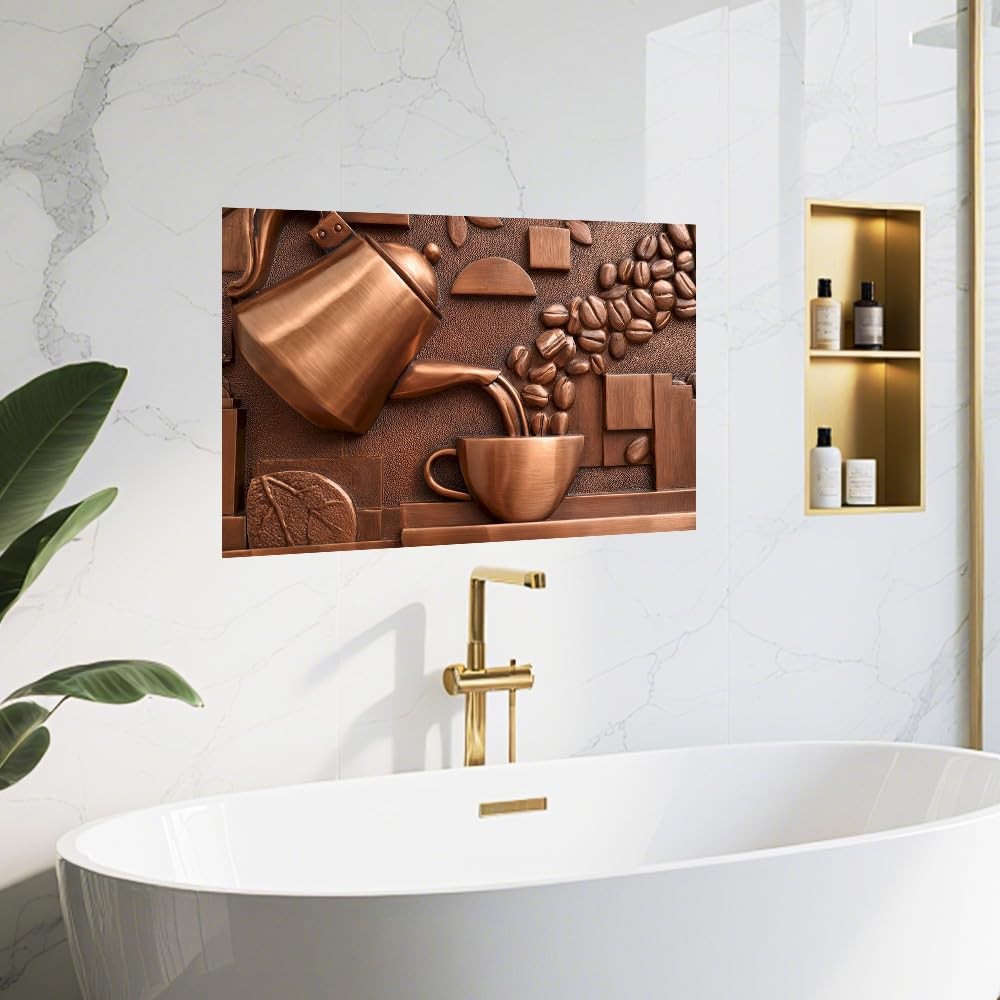Peel and Stick Kitchen Backsplash Wallpaper 35.4 x 23.6 Inch Coffee Copper Ar…